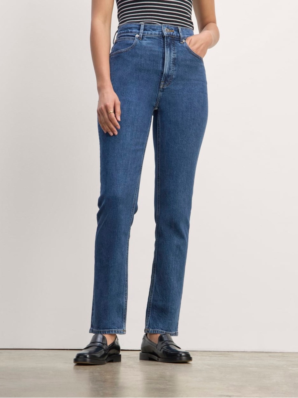 Everlane The Way High Slim Jean Mid-Blue High-Rise Straight Leg Jeans